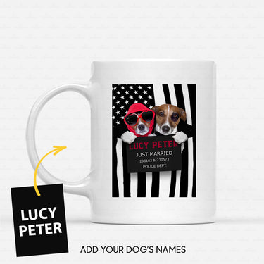 Personalized Dog Gift Idea - Dog Wearing Glasses And Dog Having Birthmark Just Married For Dog Lovers - White Mug